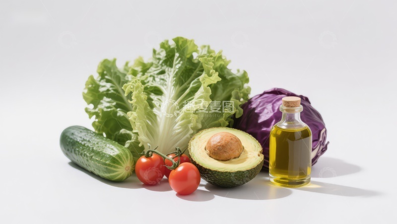 高清大图下载【趣麦麦图】新鲜蔬菜与橄榄油摆拍