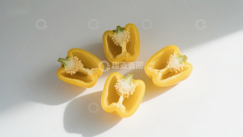 高清大图下载【趣麦麦图】切开的黄色甜椒特写