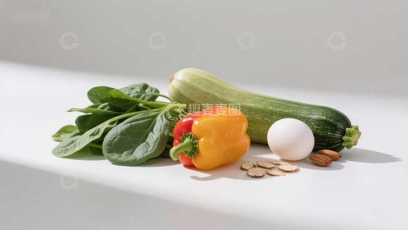 高清大图下载【趣麦麦图】新鲜蔬菜与蛋类食材组合
