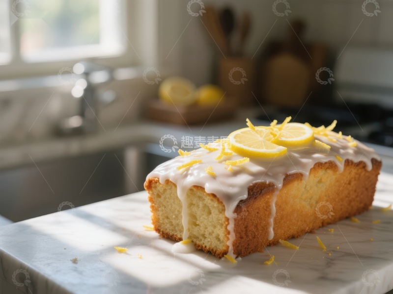高清大图下载【趣麦麦图】柠檬蛋糕配糖霜和柠檬片