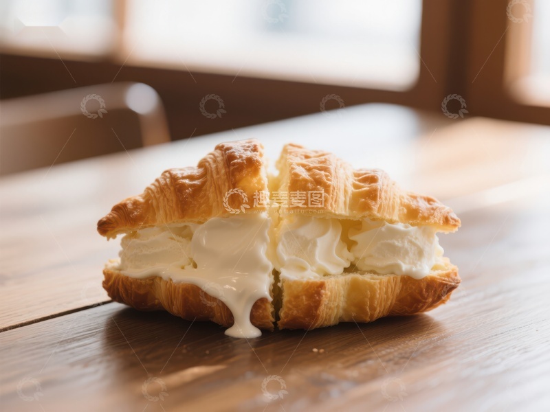 高清大图下载【趣麦麦图】奶油夹心羊角面包