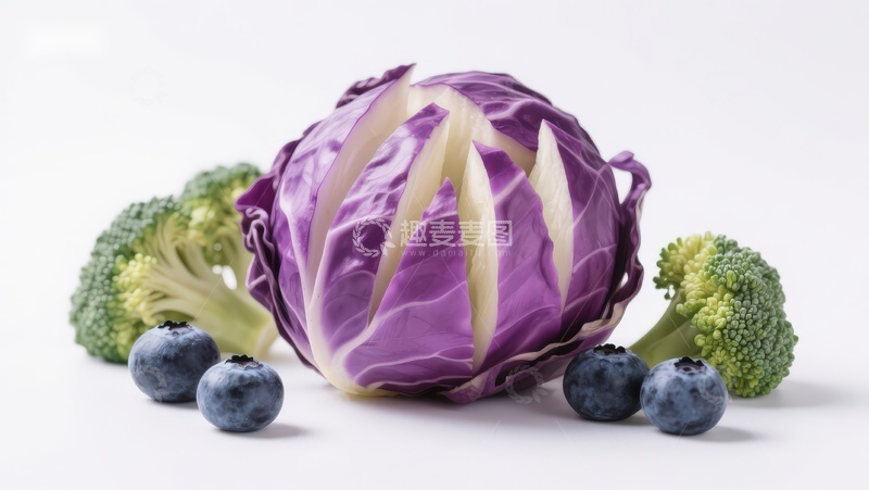 高清大图下载【趣麦麦图】紫甘蓝与蓝莓西兰花组合