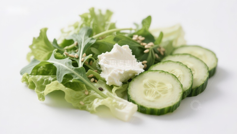 高清大图下载【趣麦麦图】新鲜蔬菜沙拉配奶酪