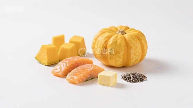 南瓜鲑鱼与食材组合
