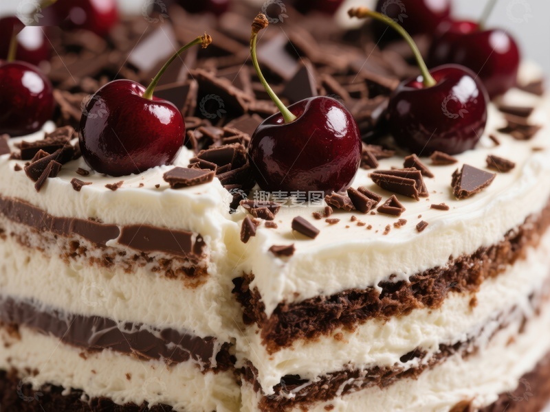 高清大图下载【趣麦麦图】黑森林蛋糕切片特写