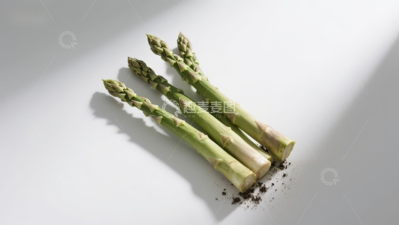 高清大图下载【趣麦麦图】三根新鲜芦笋静物特写