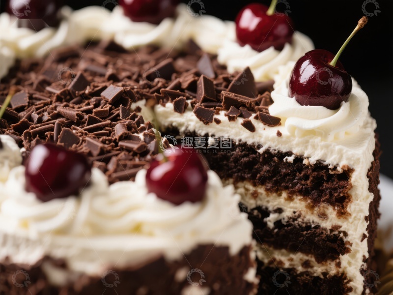 高清大图下载【趣麦麦图】黑森林蛋糕切片特写