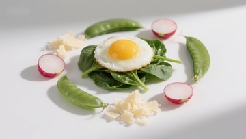 煎蛋配蔬菜摆盘