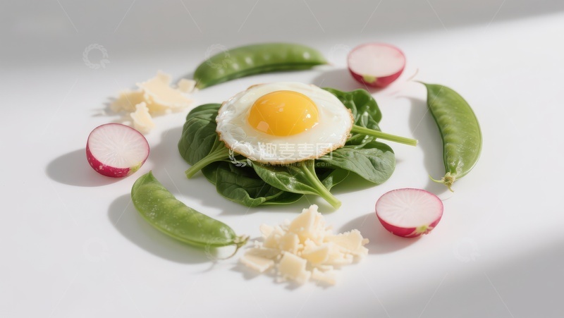 高清大图下载【趣麦麦图】煎蛋配蔬菜摆盘