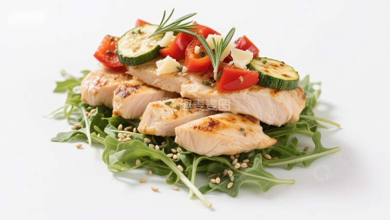 高清大图下载【趣麦麦图】烤鸡胸配蔬菜沙拉