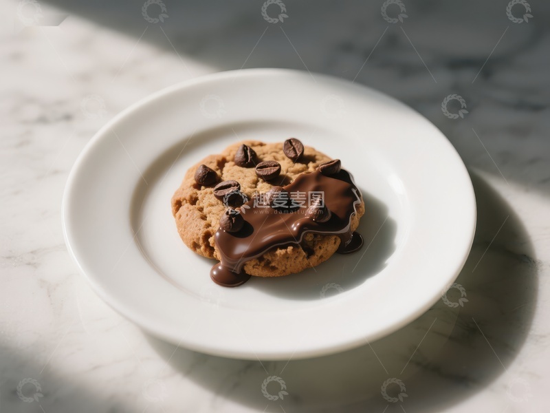高清大图下载【趣麦麦图】巧克力饼干配融化的巧克力酱