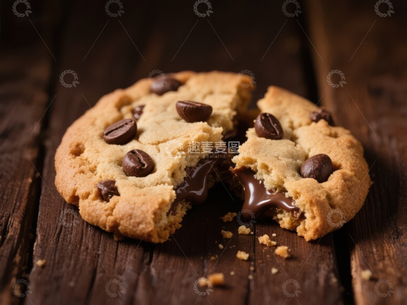 高清大图下载【趣麦麦图】巧克力豆饼干掰开瞬间
