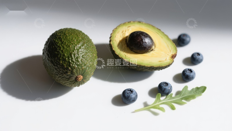 高清大图下载【趣麦麦图】牛油果与蓝莓静物摆拍