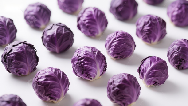 高清大图下载【趣麦麦图】紫甘蓝整齐排列特写