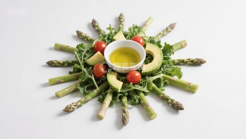 高清大图下载【趣麦麦图】蔬菜拼盘与橄榄油摆盘