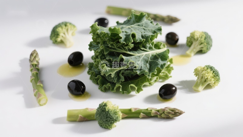 高清大图下载【趣麦麦图】新鲜蔬菜与橄榄油摆拍