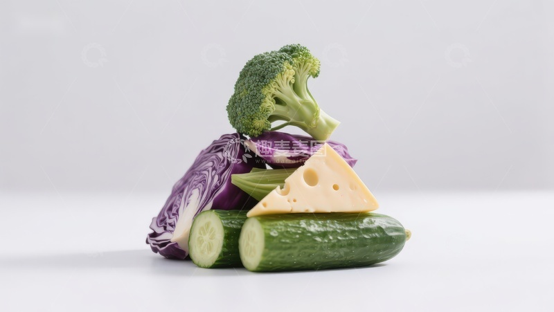 高清大图下载【趣麦麦图】蔬菜与奶酪的静物组合