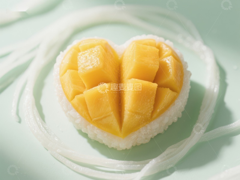 高清大图下载【趣麦麦图】心形芒果糯米饭甜点