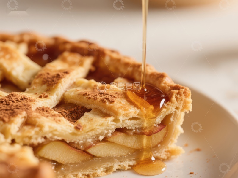 高清大图下载【趣麦麦图】蜂蜜淋在苹果派上