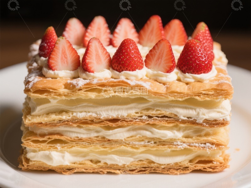 高清大图下载【趣麦麦图】草莓奶油千层酥