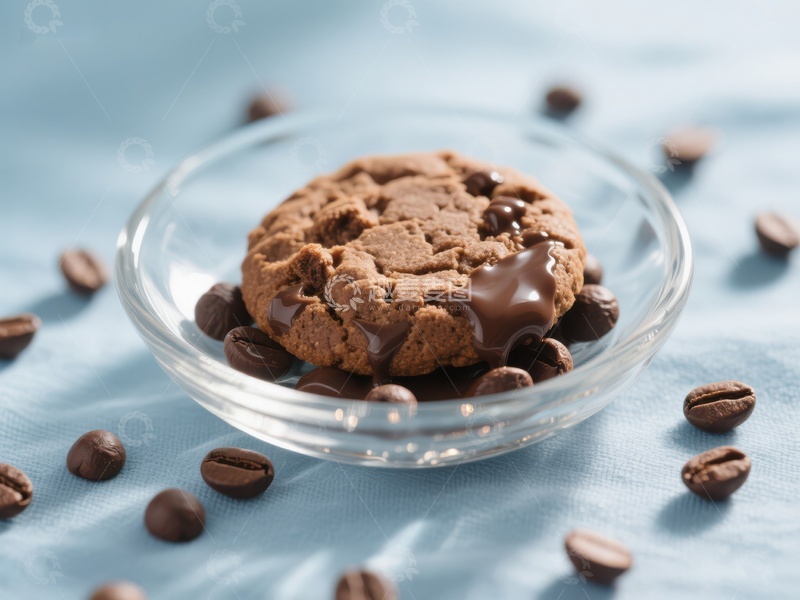 高清大图下载【趣麦麦图】巧克力饼干与咖啡豆的静物组合