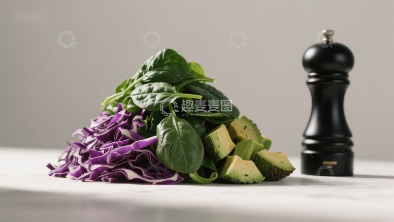 高清大图下载【趣麦麦图】新鲜蔬菜与胡椒研磨器