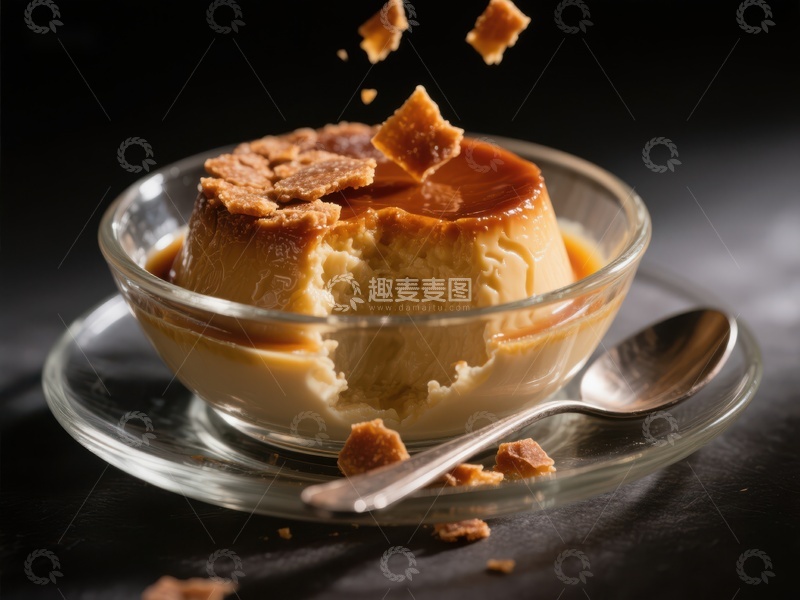 高清大图下载【趣麦麦图】焦糖布丁配饼干碎