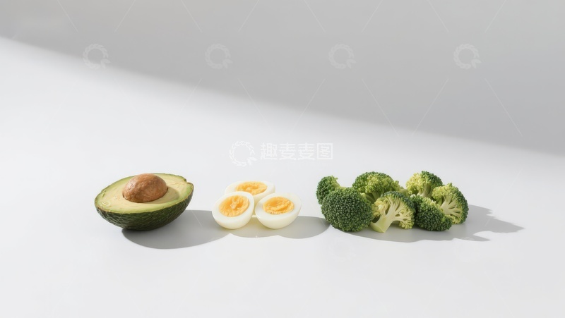 高清大图下载【趣麦麦图】牛油果鸡蛋西兰花静物