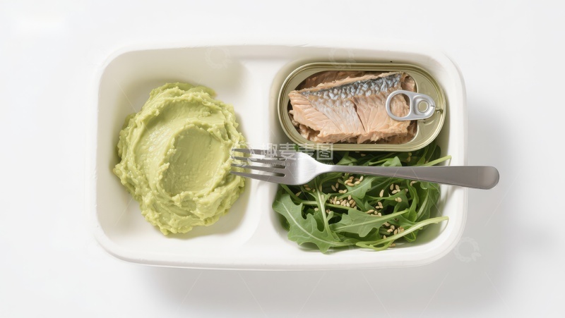 高清大图下载【趣麦麦图】餐盘中的三文鱼与蔬菜