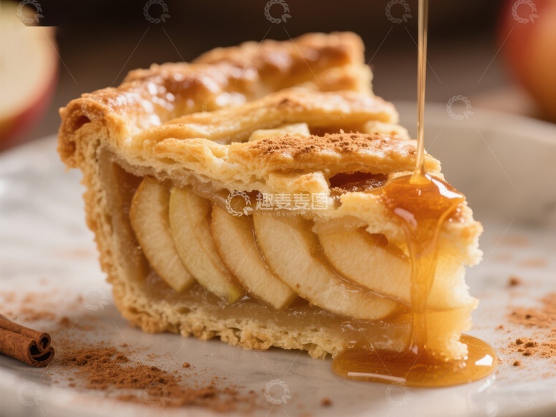 高清大图下载【趣麦麦图】苹果派配焦糖酱，美味诱人