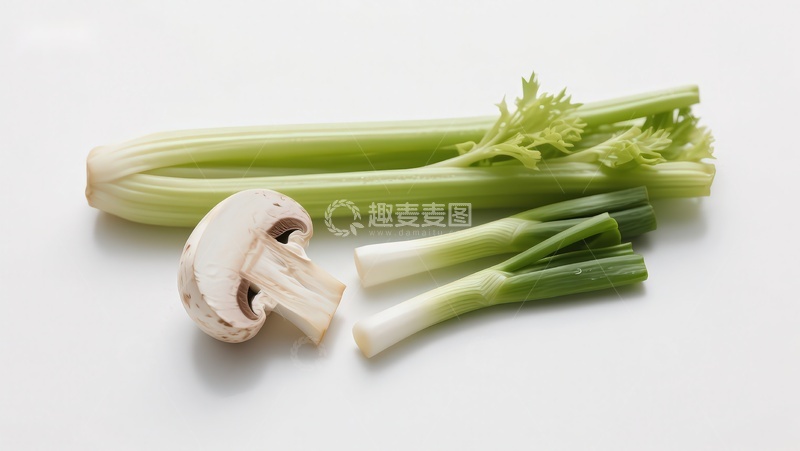 高清大图下载【趣麦麦图】芹菜香菇与葱段静物
