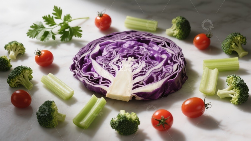 高清大图下载【趣麦麦图】紫甘蓝与蔬菜的静物摆拍