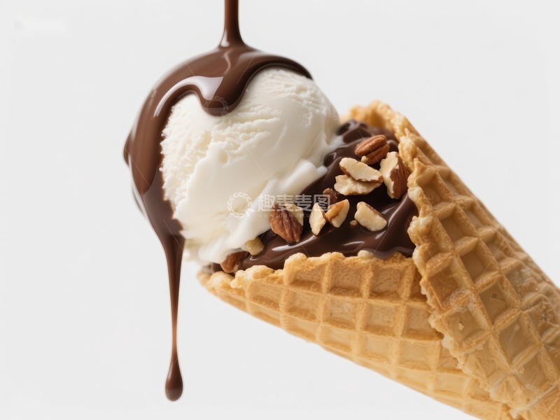高清大图下载【趣麦麦图】巧克力淋面的冰淇淋蛋筒