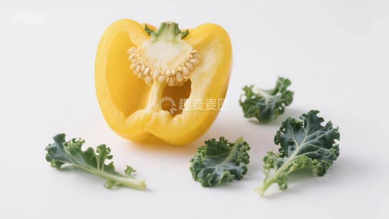 高清大图下载【趣麦麦图】黄椒与羽衣甘蓝切片展示