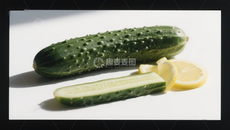 高清大图下载【趣麦麦图】黄瓜与柠檬切片静物