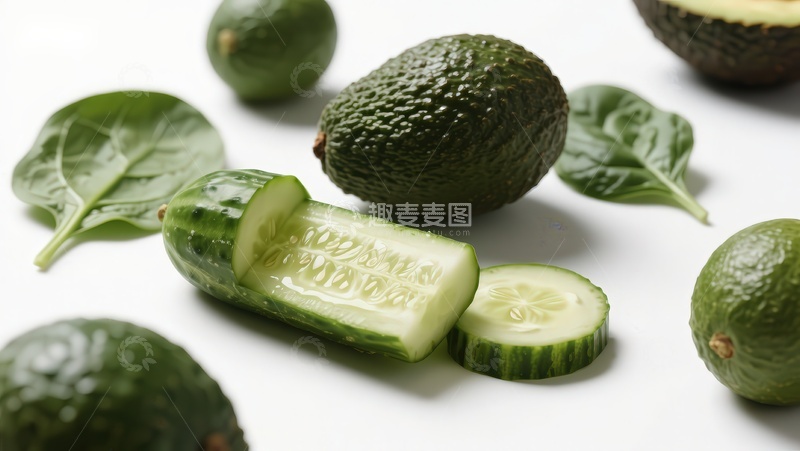 高清大图下载【趣麦麦图】黄瓜与牛油果静物摆拍