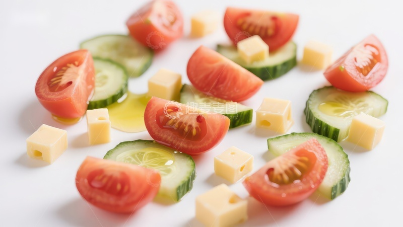高清大图下载【趣麦麦图】切片番茄黄瓜与奶酪