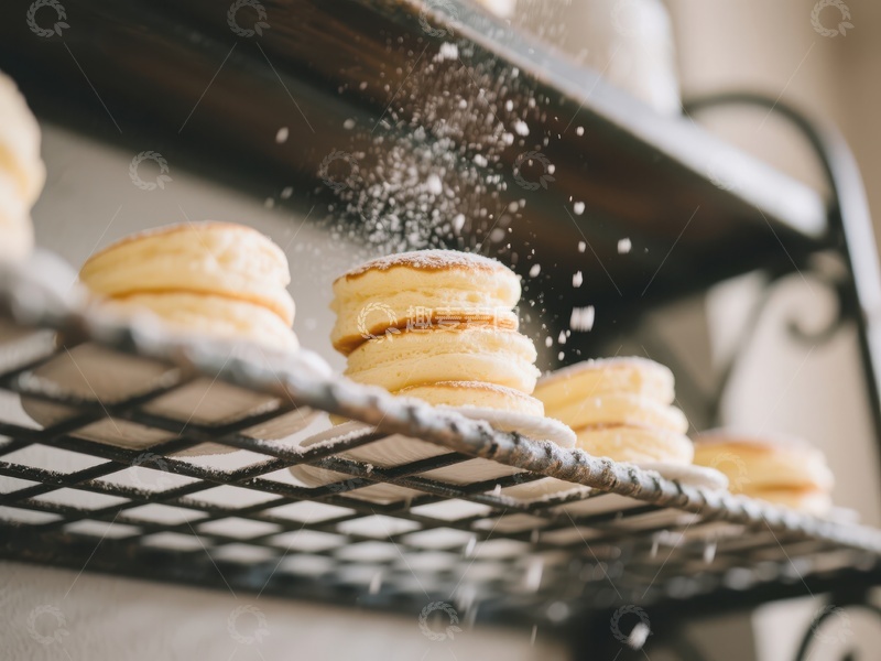 高清大图下载【趣麦麦图】新鲜出炉的糕点撒上糖粉