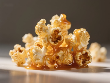 焦糖覆盖的爆米花特写