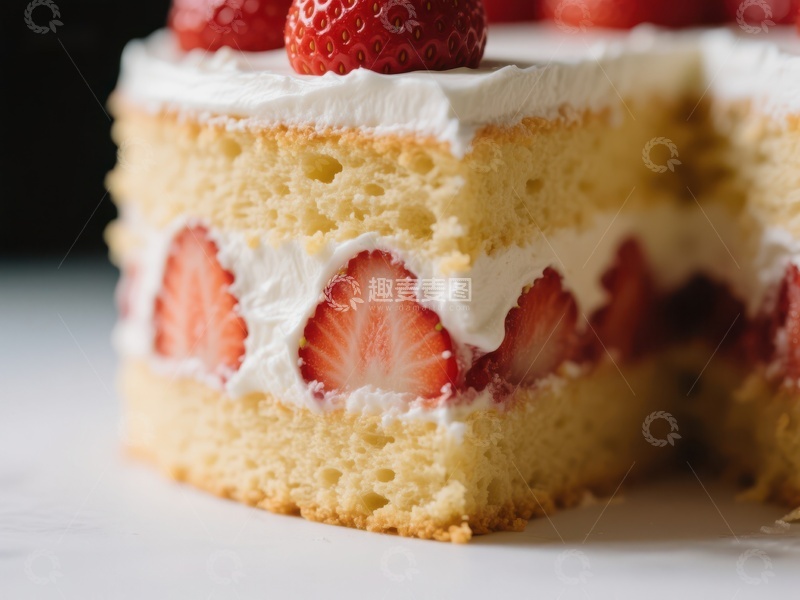 高清大图下载【趣麦麦图】草莓奶油蛋糕切片展示