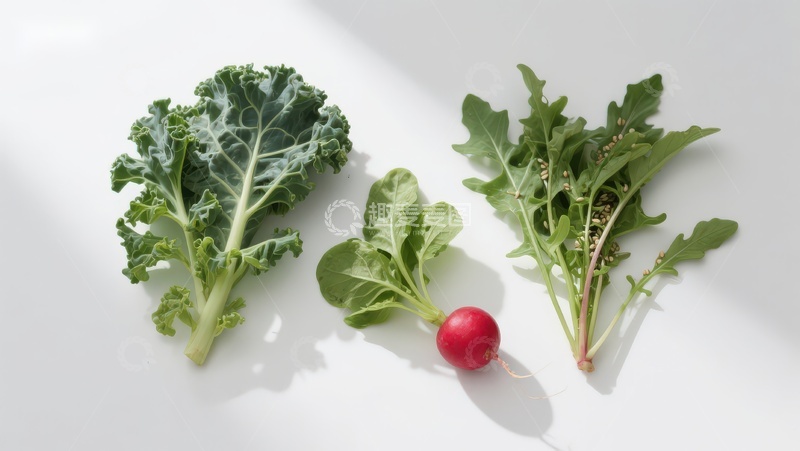 高清大图下载【趣麦麦图】新鲜绿叶蔬菜与红萝卜
