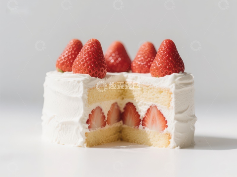 高清大图下载【趣麦麦图】草莓奶油蛋糕切面展示