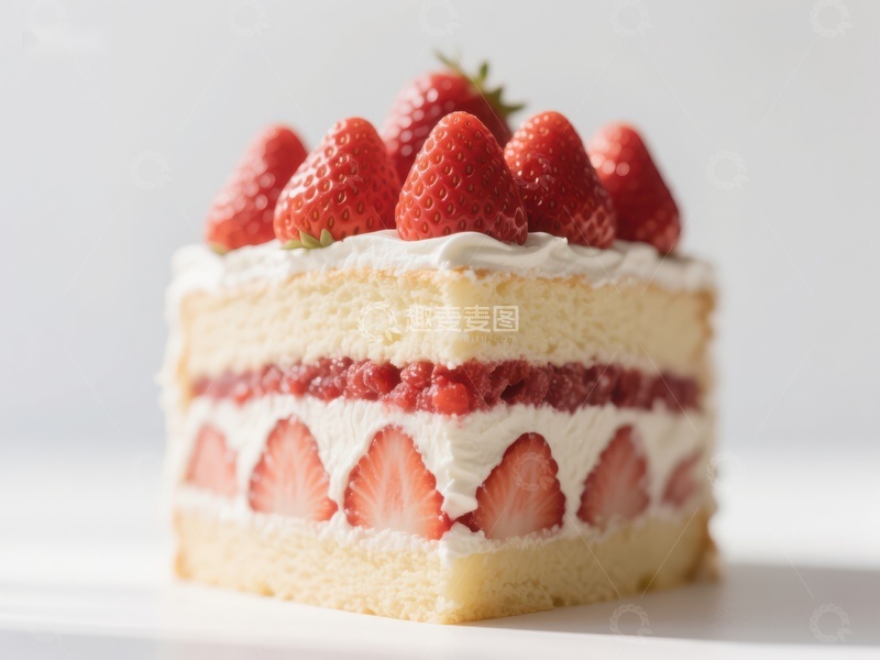 高清大图下载【趣麦麦图】草莓奶油蛋糕切片