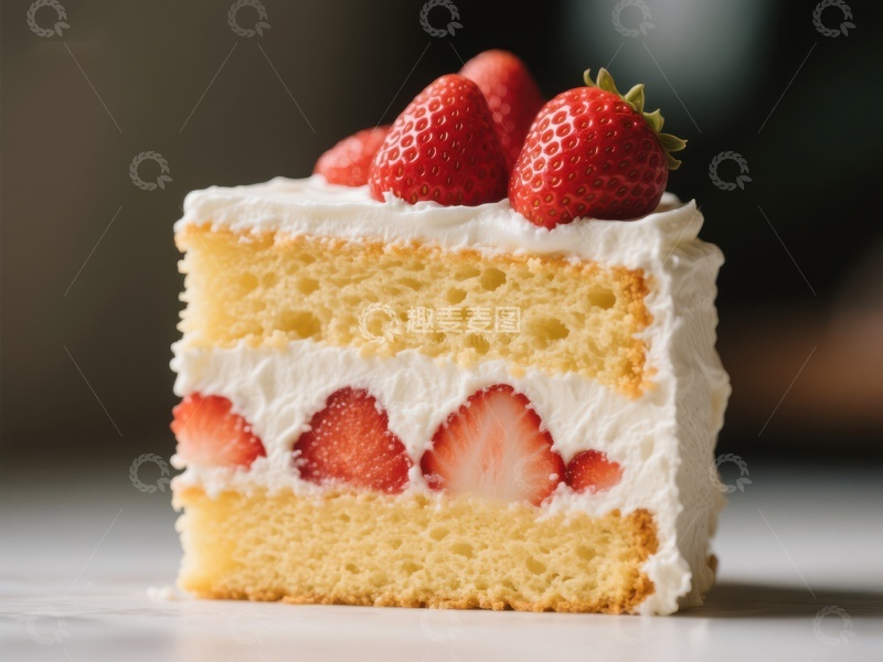 高清大图下载【趣麦麦图】草莓奶油蛋糕切片