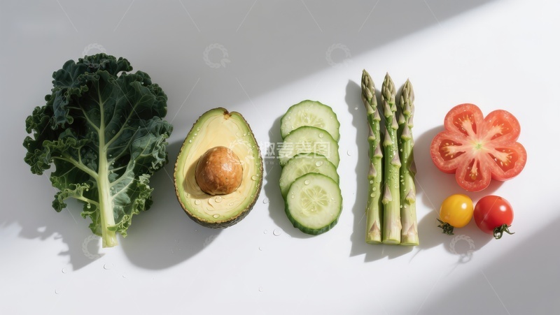 高清大图下载【趣麦麦图】新鲜蔬菜与水果排列展示