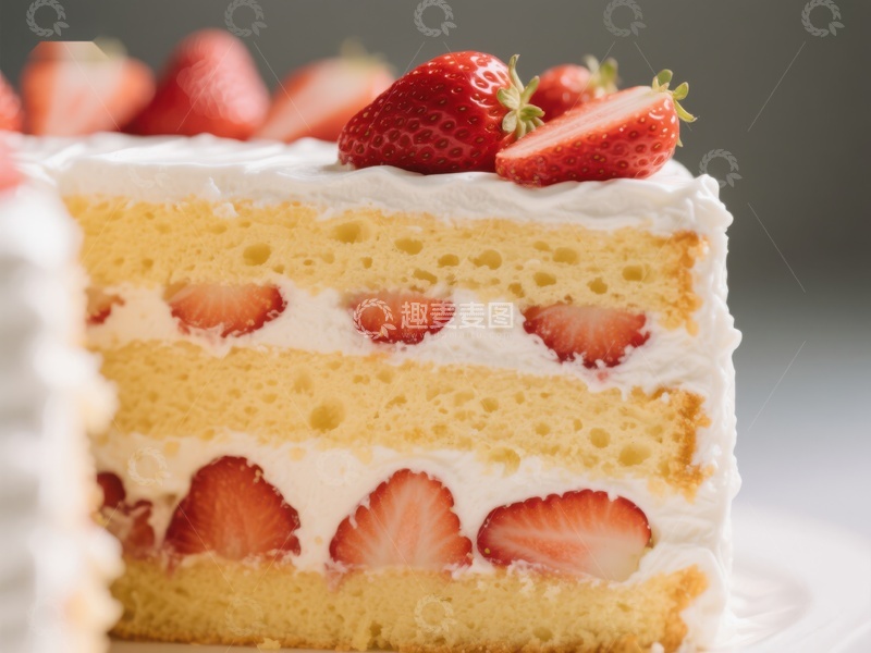 高清大图下载【趣麦麦图】草莓奶油蛋糕切片