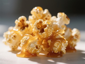 焦糖覆盖的爆米花特写