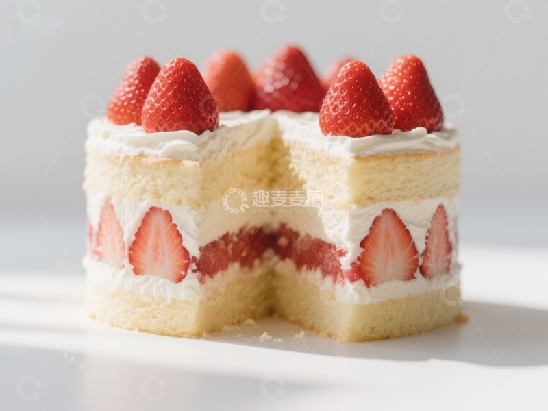高清大图下载【趣麦麦图】草莓奶油蛋糕切面展示