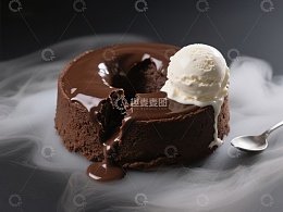 巧克力熔岩蛋糕配冰淇淋