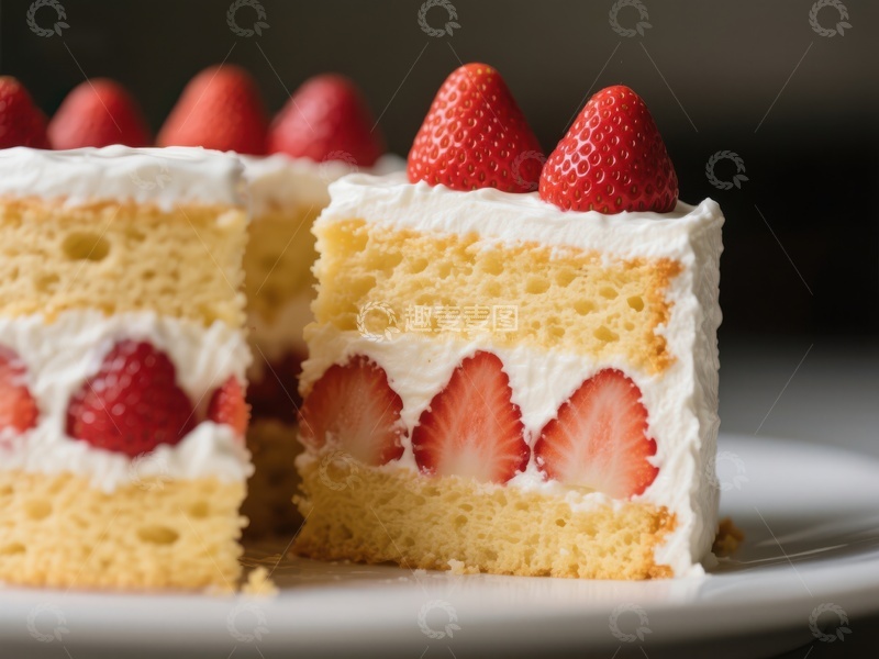 高清大图下载【趣麦麦图】草莓奶油蛋糕切片